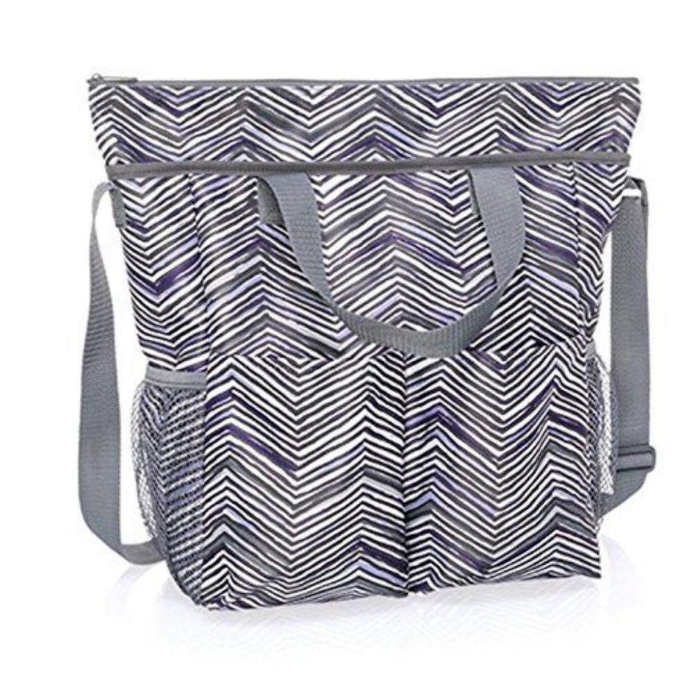 Crossbody Organizing Tote-Purple Stripe